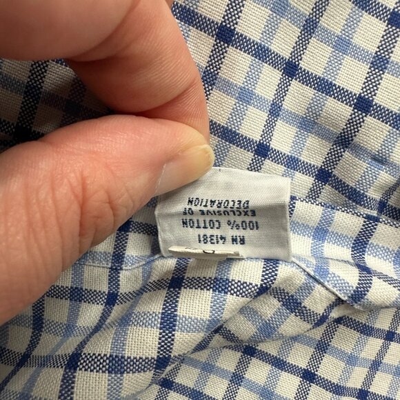 Ralph Lauren Oxford Shirt Men L Blue White Check OCBD Classic Fit - Picture 7 of 13